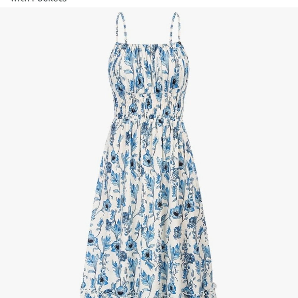 Floral Blue and White Dress
